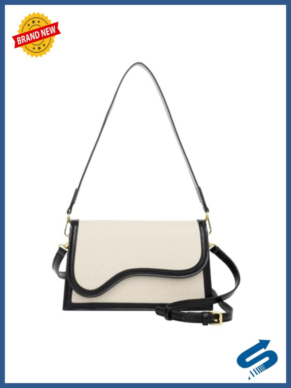 PU Leather Crossbody Bag with 2 Straps Small Shoulder Purse for Women Evening